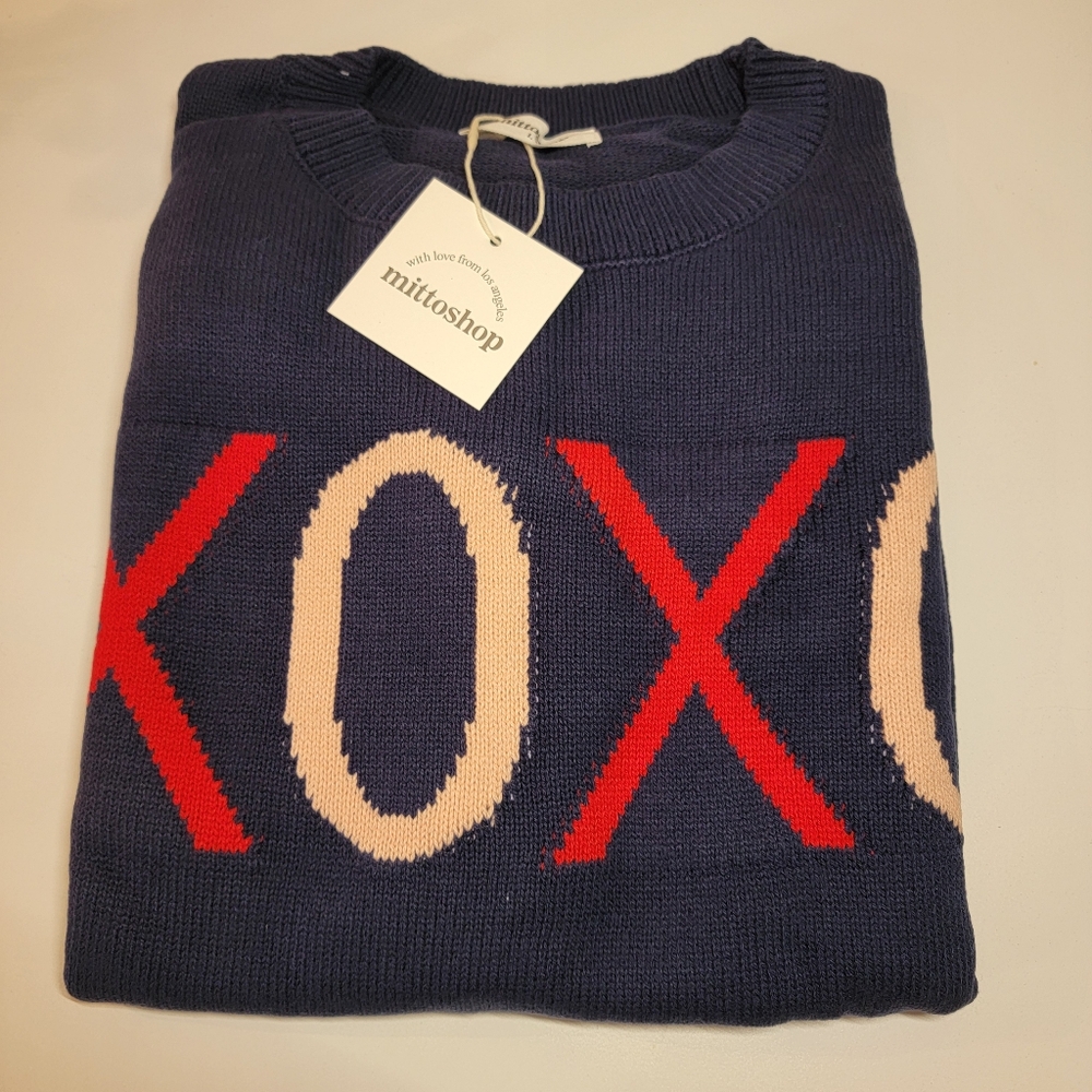 NWT MITTOSHOP Cotton Crew Sweater XO 💘😍 - Picture 5 of 5
